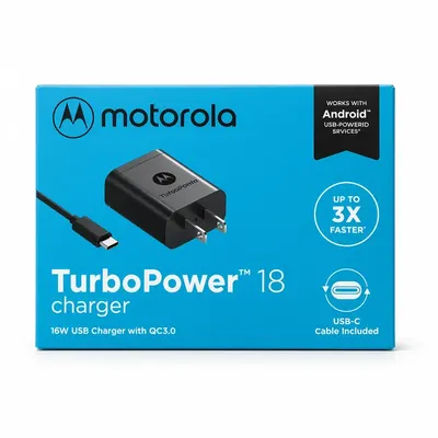 CARGADOR MOTOROLA 18W CAJA CELESTE C CAB TC