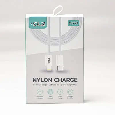 CABLE CLD NYLON CHARGE TIPO C A LIGHTNING 1M