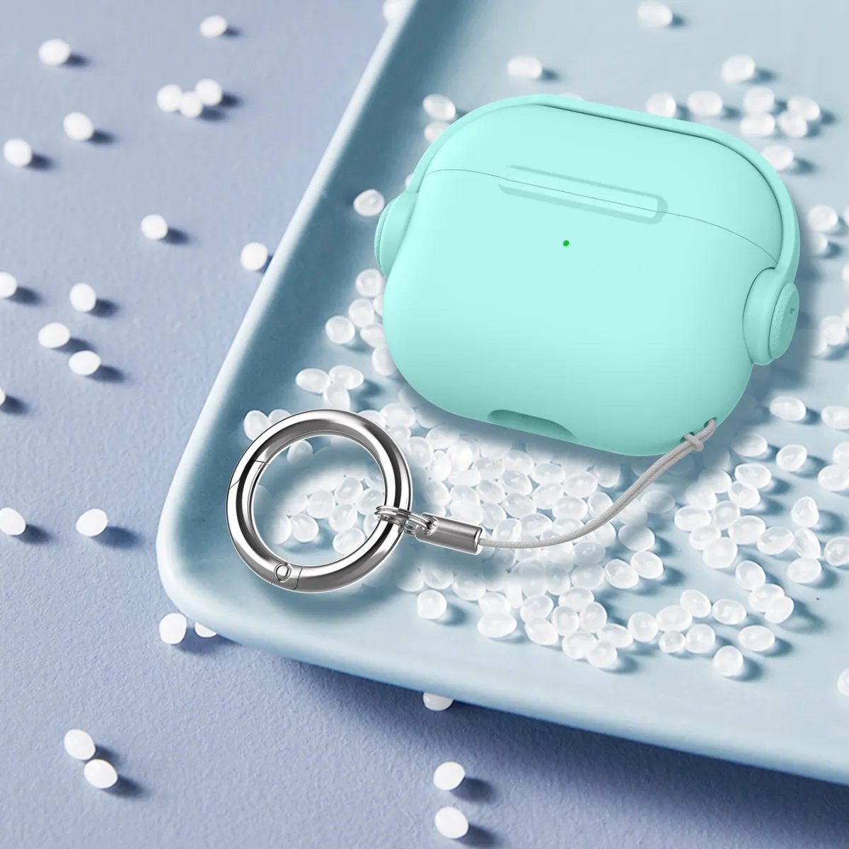 FUNDA MACAROON AIRPODS 4 VERDE AGUA