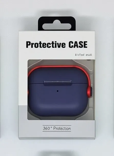 FUNDA SILIC RIGIDA GANCHO AIRPODS 4 AZUL