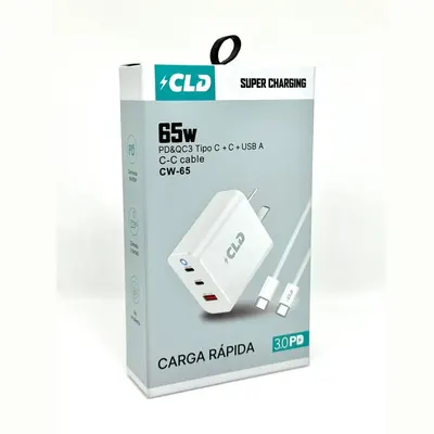 CARGADOR PARED CLD 65W CON CABLE TC A TC