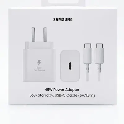 CARGADOR TIPO SAMSUNG 45W BLANCO + CABLE TC