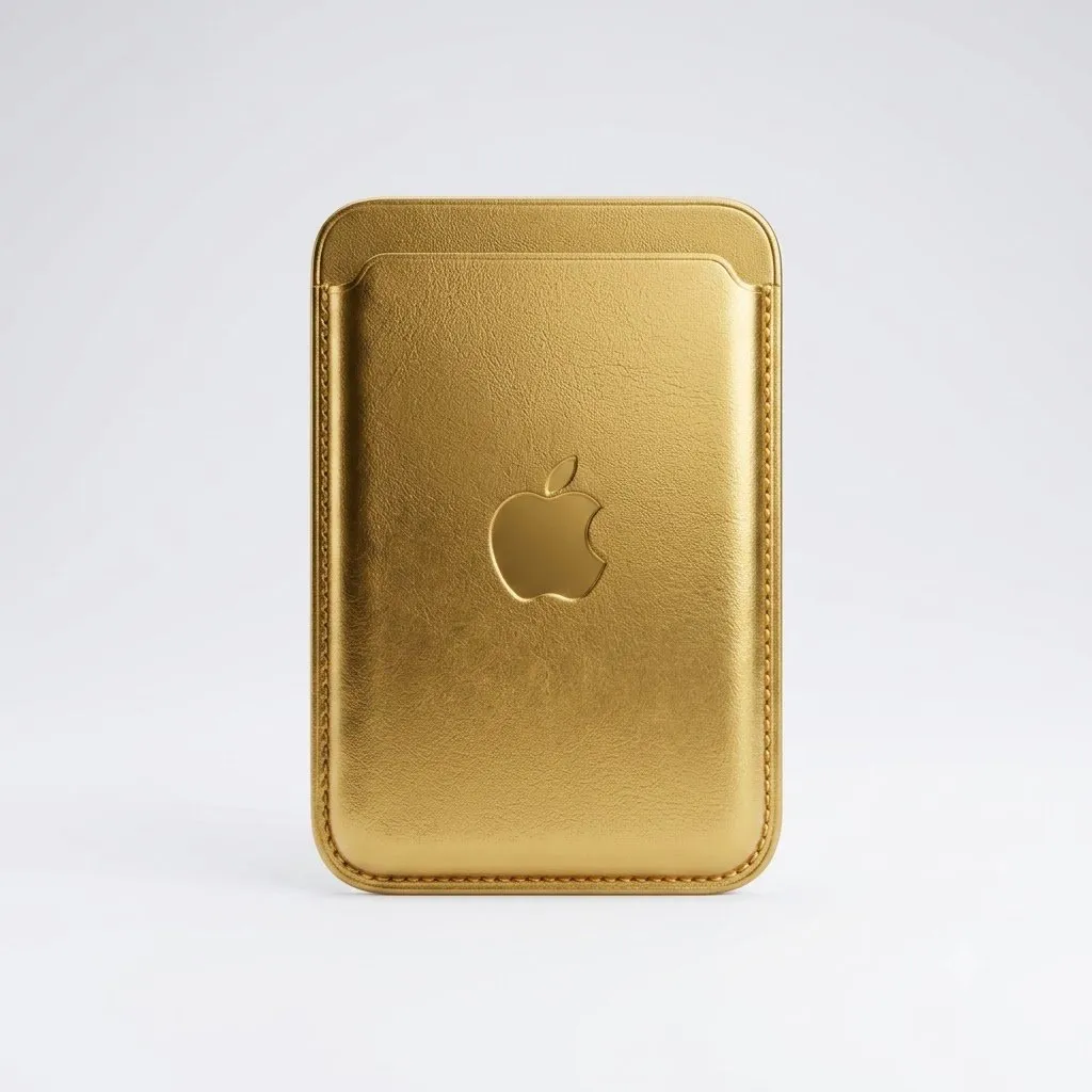 WALLET CON LOGO APPLE DORADO
