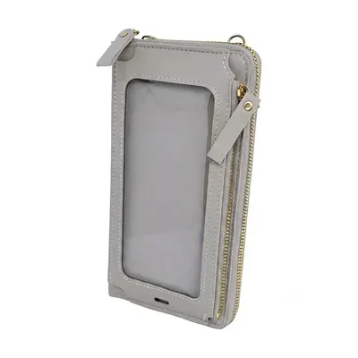 BILLETERA PORTA CELULAR GRIS
