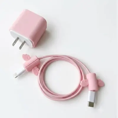 PROTECTOR PARA CARGADOR 20W Y CABLE ROSA