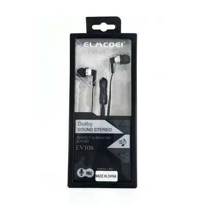 AURICULAR CON CABLE EV108 NEGRO