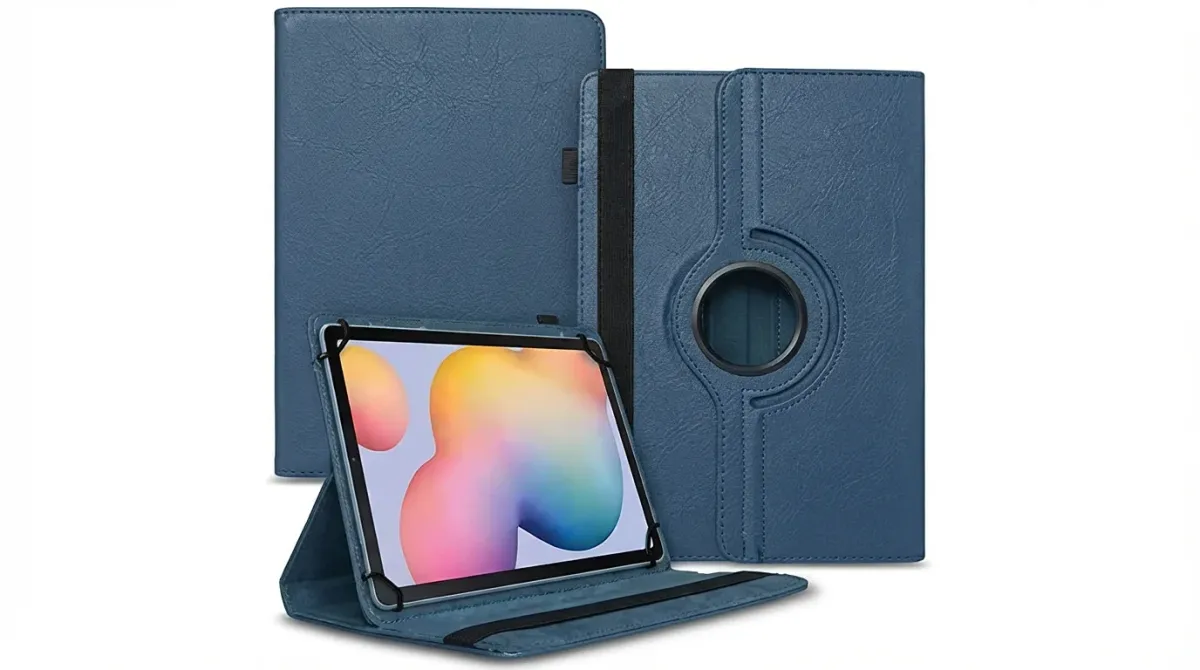 FUNDA TABLET 10 PULGADAS GIRATORIA AZUL