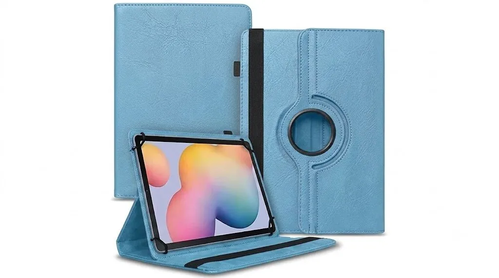 FUNDA TABLET 10 PULGADAS GIRATORIA CELESTE