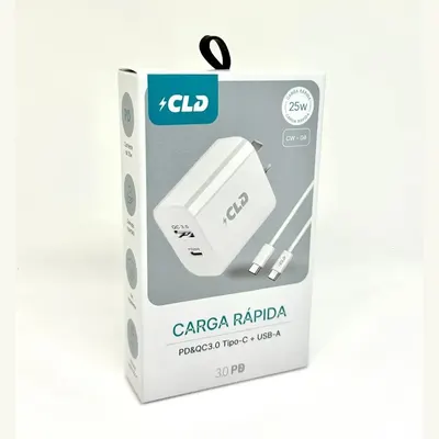 CARGADOR PARED CLD 2P USB + TIP C 25W CW04