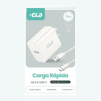 CARGADOR PARED CLD CON CABLE TIPO C CW05